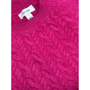NWT ON 34TH Women's Cable Knit Sweater Fuchsia Purple‎ Long Sleeve Size L